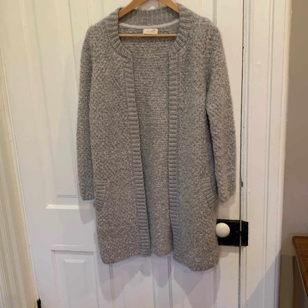 Silver grey full length cardigan